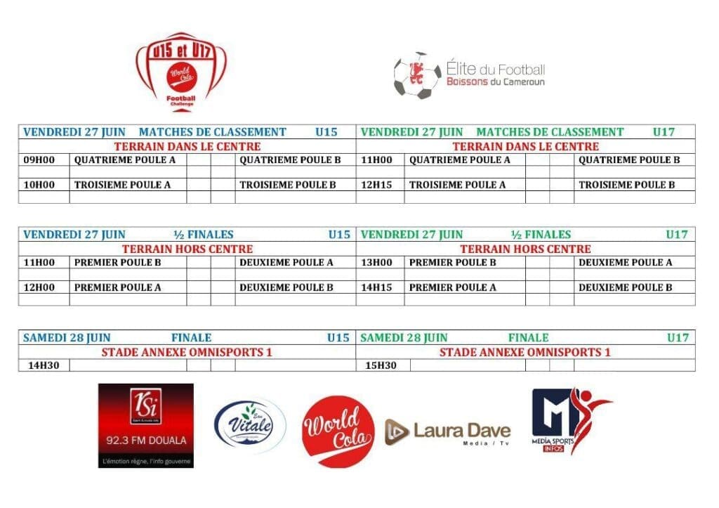 La deuxième édition de la World Cola football chalenge va se ternir à Yaoundé du mardi 24 au samedi 28 juin prochain.