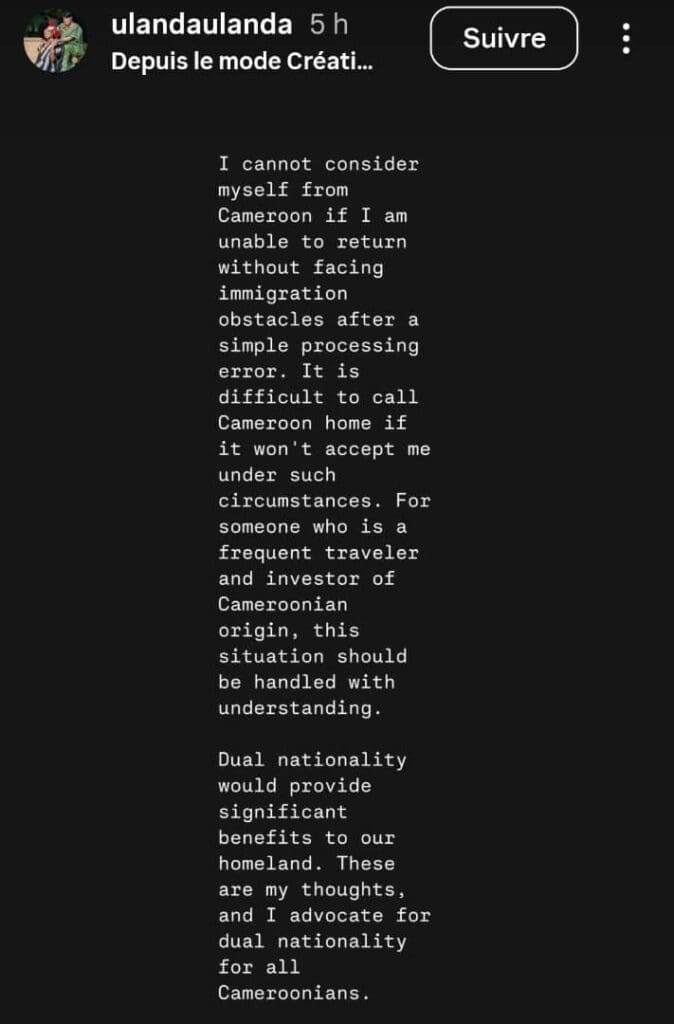 Depuis l’Afrique du Sud, l’artiste camerounaise Ulanda s’est exprimée publiquement ce jeudi sur les réseaux, revenant sur son récent 