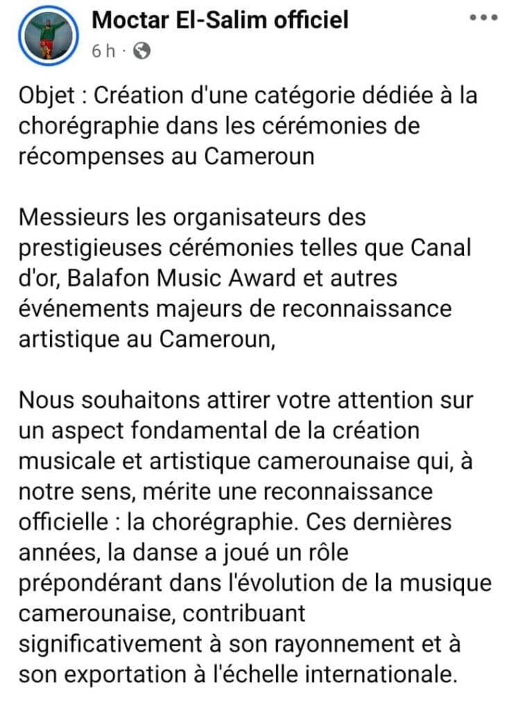 À quelques mois de ces rendez-vous, le danseur et chorégraphe Moctar El-Salim, appelle à la création 