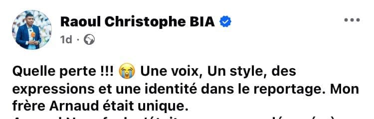 Le paysage médiatique camerounais est frappé par une immense tristesse. Le journaliste Arnaud Nguefack, en service à Canal 2 