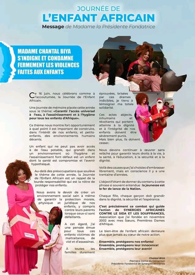 La Première Dame du Cameroun appelle à une mobilisation collective pour protéger l’enfance africaine 